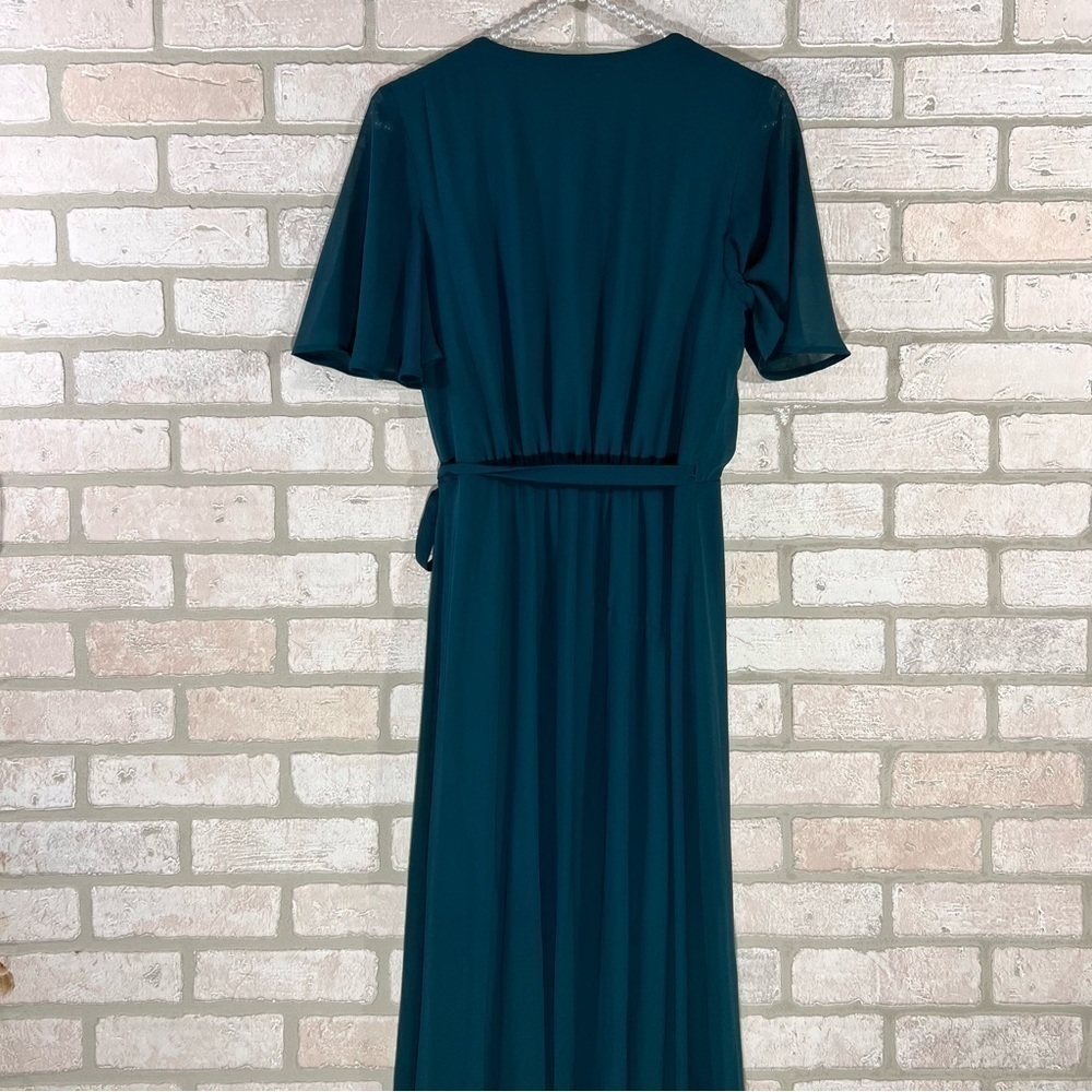 Show Me Your MuMu Sophia Wrap Dress in Deep Jade Chiffon Size XS - Picture 9 of 12